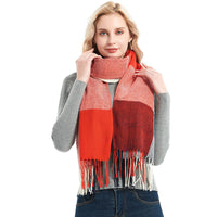 British-style Mens And Womens Couple Tassel Scarf With Large Plaid Pattern