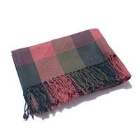 British-style Mens And Womens Couple Tassel Scarf With Large Plaid Pattern