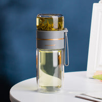 Double Wall Glass Tea Infuser Bottle | Leakproof Tea Separation Water Bottle | Everyday Home Deal