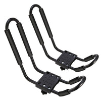 1 Pair Universal J-Bar Kayak Carrier 220LBS Load Heavy Duty Canoe Car Top Mount Carrier Roof Rack With 2Pcs Tie Down Straps