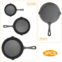 3-Piece Pre-Seasoned Cast Iron Skillet Set – 6", 8" & 10" Oven-Safe Frying Pans for Indoor & Outdoor Cooking | Everyday Home Deal