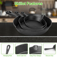 3-Piece Pre-Seasoned Cast Iron Skillet Set – 6", 8" & 10" Oven-Safe Frying Pans for Indoor & Outdoor Cooking | Everyday Home Deal