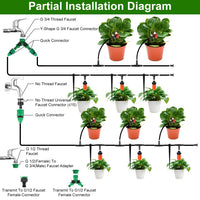 164FT Drip Irrigation Kit For Spring Summer Garden Automatic Garden Irrigation System Misting Plant Watering Drip Kit For Garden Greenhouse Flower Bed Patio Lawn