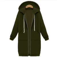 Hooded long-sleeved winter sweater women's jacket in a long thick shirt