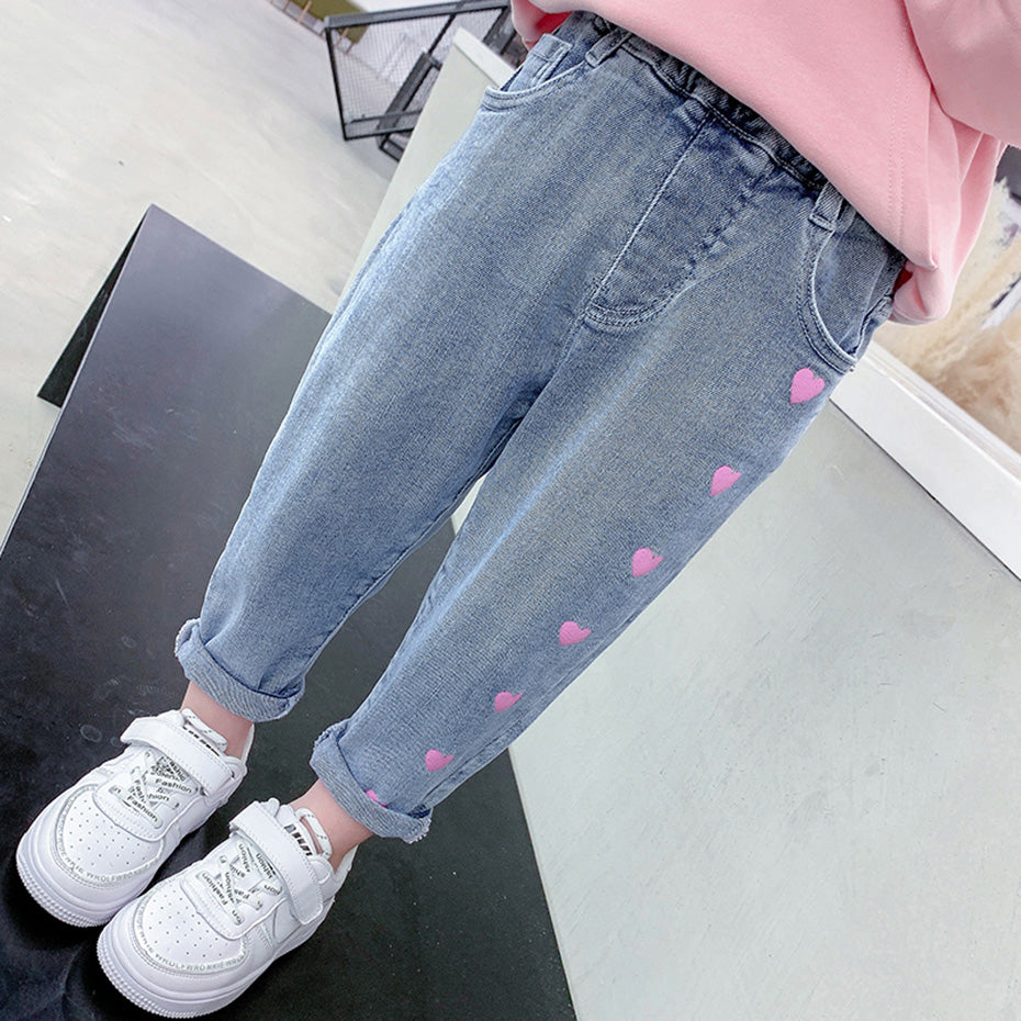 Girls' Casual Thin "Love" Stretch Denim Jeans — Premium Apparel Deal | Everyday Home Deal