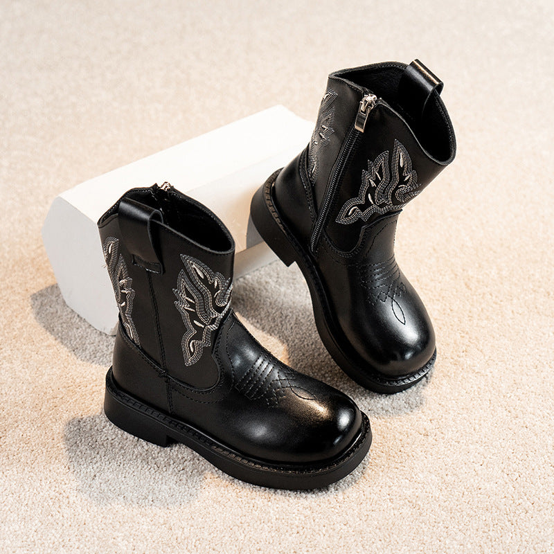 Girls' Autumn & Winter Ethnic Embroidered Martin Boots — Premium Footwear Deal | Everyday Home Deal