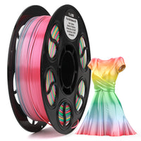 Silk PLA Filament 1.75mm Rainbow Color, 1kg Spool 3D Printer Filament, Shiny Glossy Finish, Multicolor Gradient PLA, Low Shrinkage, Tangle-Free, Compatible With Most FDM Printers