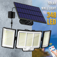 1-Pack Outdoor Solar Light  348-LED Motion Sensor Light With Remote Control  3-Head, Waterproof