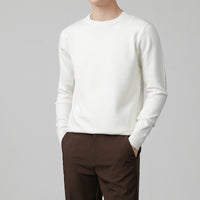 Mens Thickened White Knit Bottoming Sweater