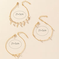 Bohemian-style Cross And Double-heart Multi-layer Anklet