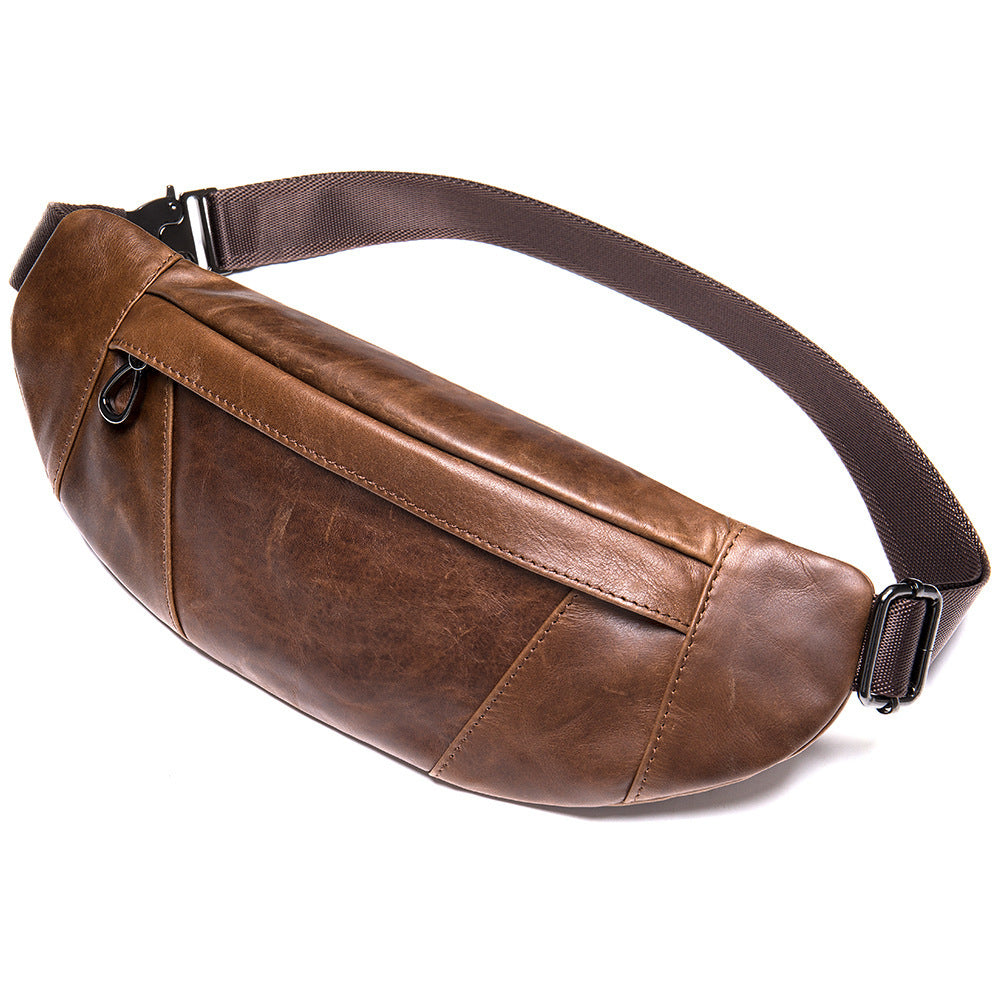 Men's High-End Full-Grain Leather Multifunctional Shoulder Crossbody Waist Bag — Premium Apparel Deal | Everyday Home Deal