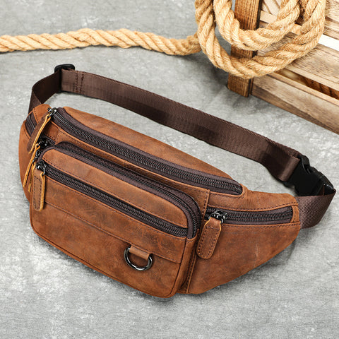 Men's High-End Full-Grain Leather Multifunctional Shoulder Crossbody Waist Bag — Premium Apparel Deal | Everyday Home Deal