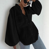 Solid-color Long Sleeves With Double Flap Pockets And A Lapel Collar