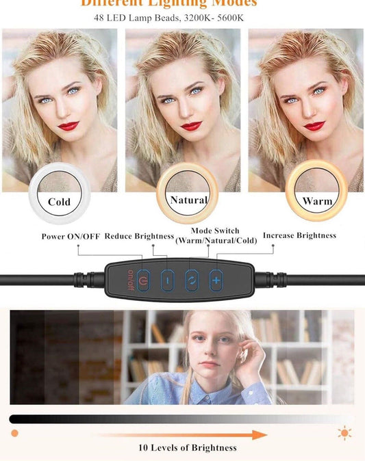 6.3" Selfie Ring Light W Mount for Laptop/Webcam | 3 Light Modes&10 Dim Levels