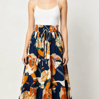 High-waisted A-line Skirt Bohemian-style Printed Flared Skirt