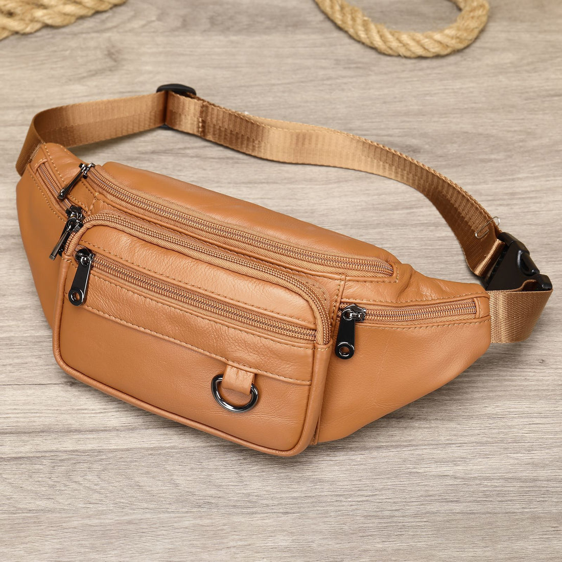 Men's High-End Full-Grain Leather Lightweight Chest Bag — Premium Apparel Deal | Everyday Home Deal