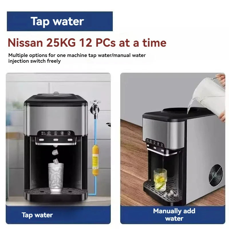 Drinking Water Ice Maker, 48Lbs Daily Ice Cube Makers,Stainless Steel Ice Makers Countertop,Tabletop Ice Maker Machine