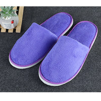 Of Disposable Solid Color Coral Plush Slippers