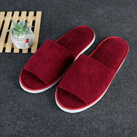 Of Disposable Solid Color Coral Plush Slippers