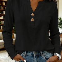 V-neck Buttoned Women's Blouse
