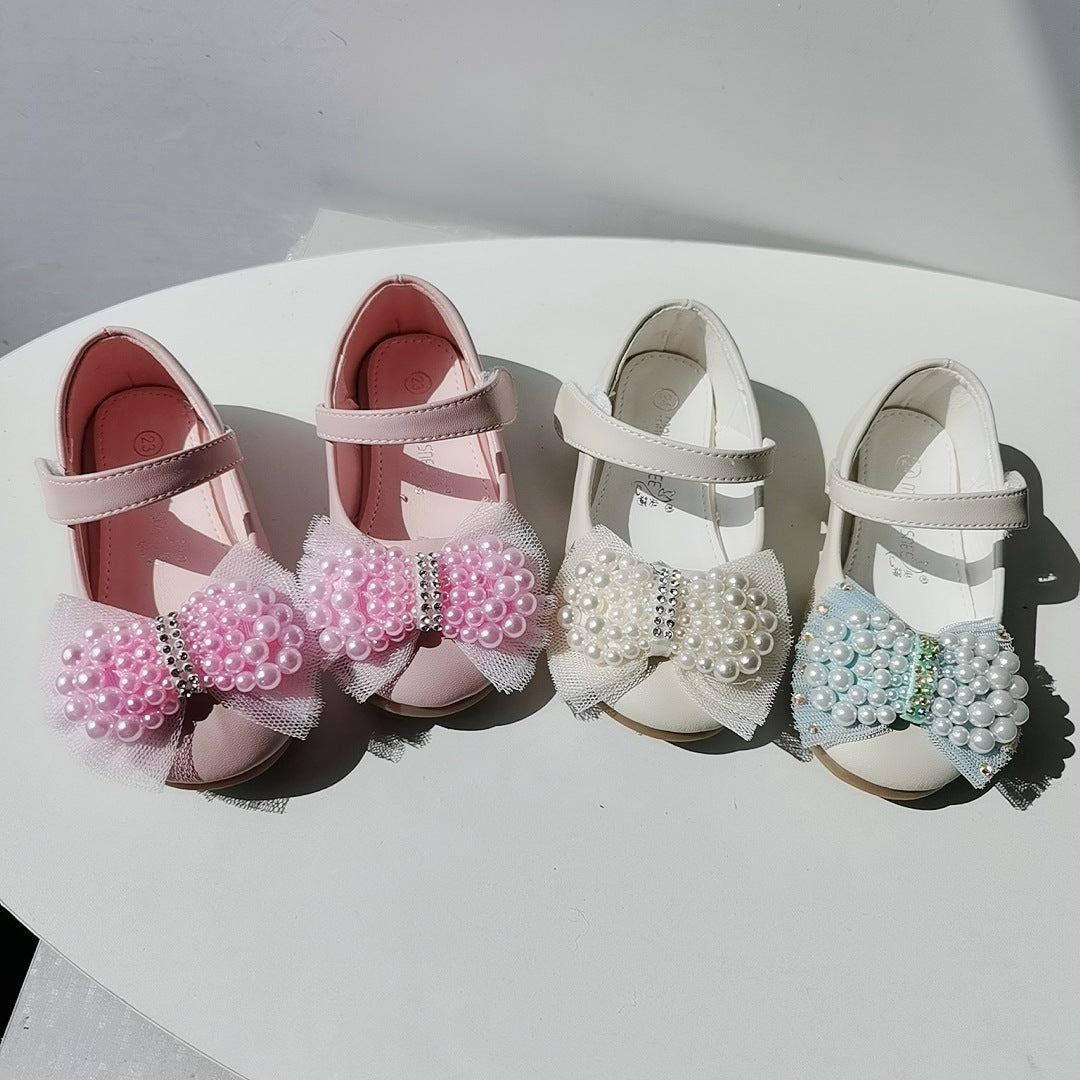 Girls' Summer Pearl Bow Princess Shallow-Mouth Pumps — Premium Wedding & Flower Girl Footwear | Everyday Home Deal