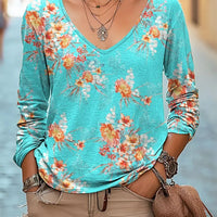 New Womens Casual V-neck Long-sleeve Top