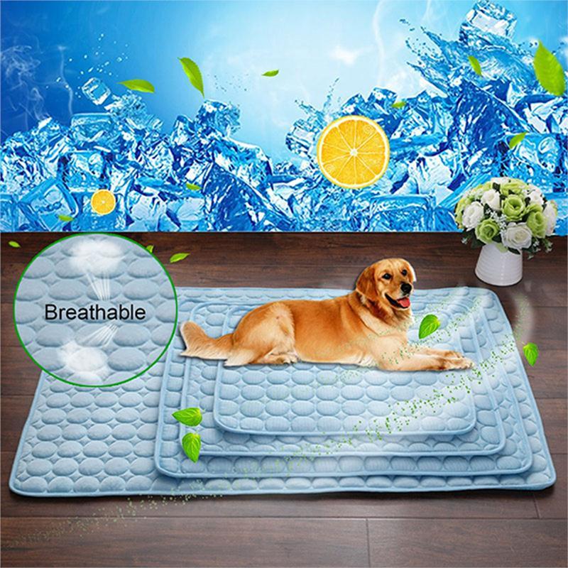 Ice-Silk Pet Cooling Mat — Self-Cooling Pad for Dogs & Cats, 70×56cm (Blue)