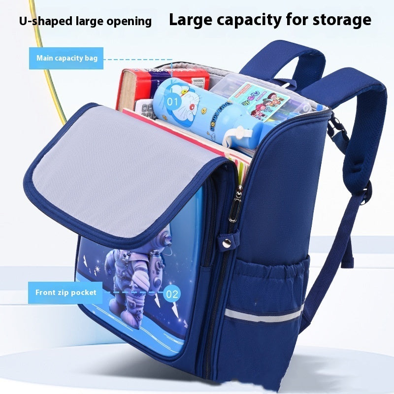 Boys' & Girls' Blue Spaceman Cartoon One-Piece Lightweight School Backpack — Premium Utility Deal | Everyday Home Deal