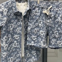 Mens Summer New Arrival Casual Set With Embossed Floral Pattern