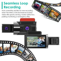 2K Car DVR 3 Channel Dash Cam Camcorder Camera Recorder With 140 Angle GPS WiFi Night Vision G-sensor Loop Recording Parking Monitor