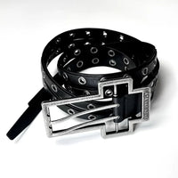 Distressed Cross-pattern Full-grain Leather Double-layer Belt