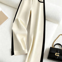 Color-block Straight-leg Casual Womens Suit Pants