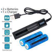 Li-ion Battery&Charger 3000mAh 3.7V Rechargeable Lithium Batteries USB Charger For Torch Flashlight