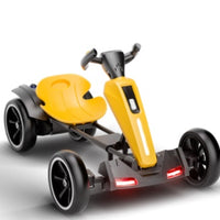 12V Electric Kids Pedal Go Kart, Folder Go Kart, Outdoor Ride On Toy With Adjustable Seat, 4 Non-Slip EVA Wheels For Boys And Girls For Age 3-6 Years Old -Yellow