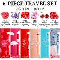 6pcs Travel Set, Women's Eau De Parfuma Spray, Long Lasting Fragrance, 6 Different Flavor, Perfect For Holiday Gifts, Dating, Daily Life, Parties, 1.18fl.oz Bottle