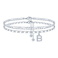 26-letter English Zircon-inlaid Pendant With An NK Chain, Double-layered