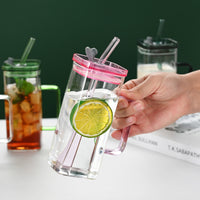 6Pcs Borosilicate Glass Cups with Straws & Lids | 6 Colors | Everyday Home Deal