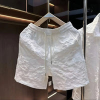 Mens Summer New Arrival Casual Set With Embossed Floral Pattern