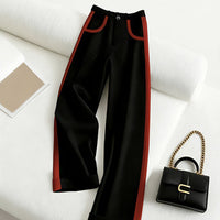 Color-block Straight-leg Casual Womens Suit Pants