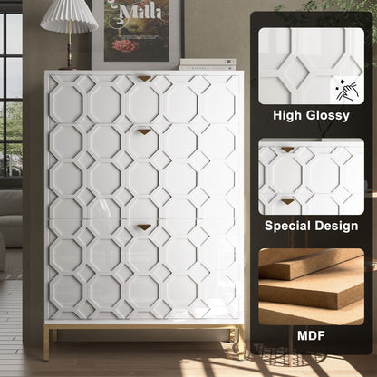 Shoe Organizer 24 Pairs Wood Shoe Storage Cabinet with Drawers