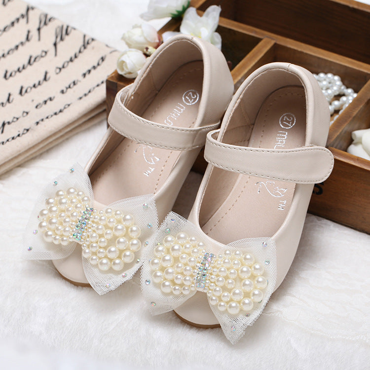 Girls' Summer Pearl Bow Princess Shallow-Mouth Pumps — Premium Wedding & Flower Girl Footwear | Everyday Home Deal