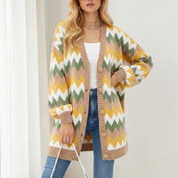 Loose-fitting Color-block Knit Cardigan Jacket