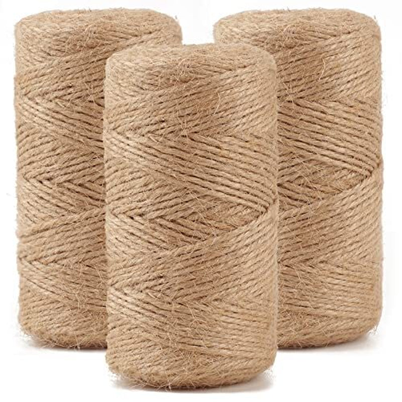 984 FT Natural Jute Twine,1.5Mm Twine String,3Ply Thin Ribbon Hemp Twine(3 Roll)
