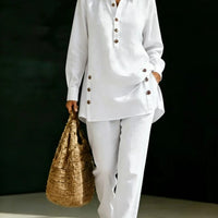 Long-sleeve Shirt And Casual Trousers Two-piece Set