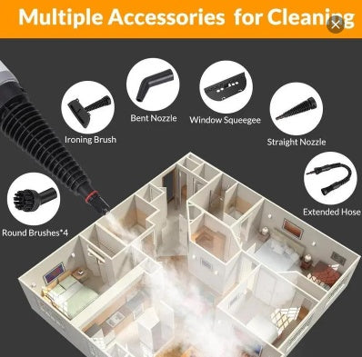 Handheld Steam Cleaner — 1200W High-Pressure Steamer with 12 Accessories for Grout, Tile, Kitchen & Bathroom