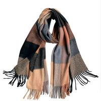 British-style Mens And Womens Couple Tassel Scarf With Large Plaid Pattern