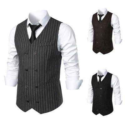 Men's Retro Casual Double Breasted Striped Vest - Premium Apparel Deal | Everyday Home Deal