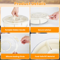 2Pcs 360° Rotating Snack Tray with Lid Handle & 6 Dividers | Everyday Home Deal