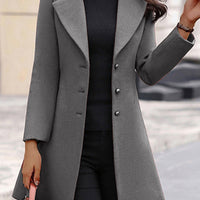 New Arrival Women's Woolen Coat, Stylish & Elegant, Casual Lapel Solid Color Outerwear