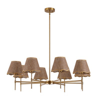 Golden Farmhouse Pendant Light 8-light Bohemian Pendant Light 38.6, Using Large Rural Rattan Pendant Light Fixtures With Adjustable Height Hangers, Suitable For E12 Base Bulb Not Included